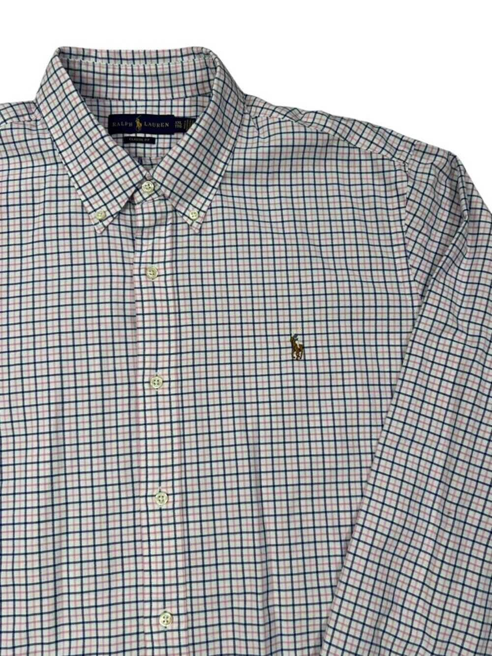 Ralph Lauren Classic Fit Button-Down Shirt Navy and Pink Plaid XXL Flesh Pony - Picture 5 of 7